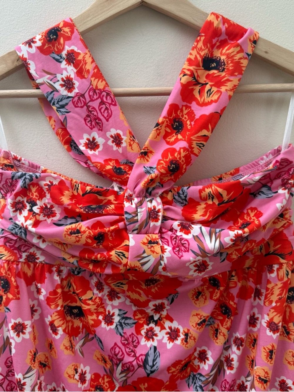 Grace Karin Pink Floral Maxi Dress with Orange Red Blooms - Picture 3 of 8